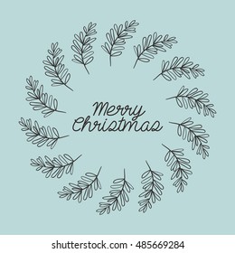 Ornament and rustic leaf crown icon. Merry Christmas season and decoration theme. Vector illustration