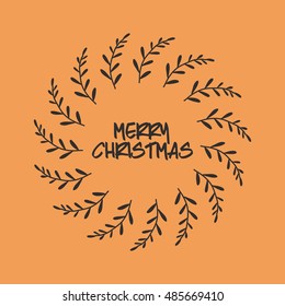 Ornament and rustic leaf crown icon. Merry Christmas season and decoration theme. Vector illustration