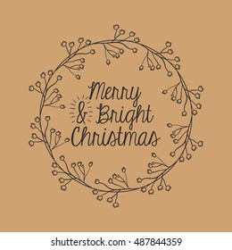 ornament and rustic leaf crown icon. Merry Christmas season and decoration theme. Vector illustration