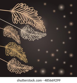 Ornament and rustic leaf with shiny lights icon. Merry Christmas season and decoration theme. Vector illustration