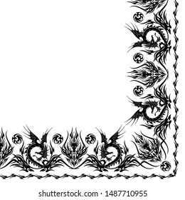 Ornament scarf design using beautiful Tribal and dragon,