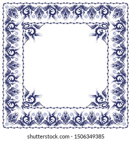 Ornament scarf design using beautiful Tribal and dragon,