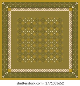 ornament scarf pattern design with green color combination 