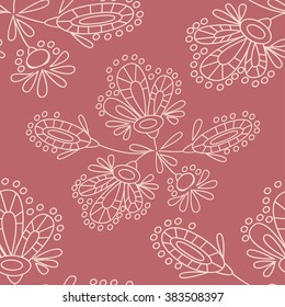 Ornament seamless floral pattern on a red background
