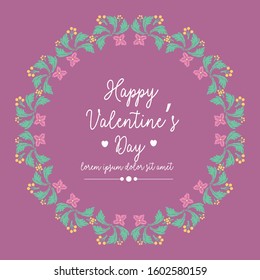 Ornament seamless leaf and flower frame, for happy valentine card template. Vector