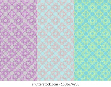 Ornament seamless pattern in 3 colour options