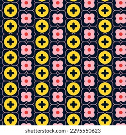 Ornament seamless pattern symmetrical print, floral composition pastel colors background