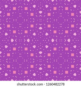 Ornament - seamless pattern. Violet-pink tones. Drawing in retro style. Background or texture for tissue paper, etc.