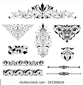 Ornament Set - Set of black vector ornaments - scrolls, repeating borders, rule lines and corner elements.