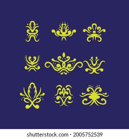 Dibujo de conjunto de ornamentos. Diseño creativo.