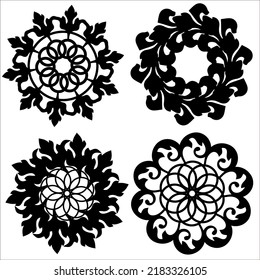 Ornament set with mandala. Beautiful decorative geometric circle elements made in vector. 