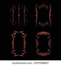 Ornament set. Realistic golden frame. Golden luxury frame. Golden frame collection.