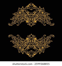 Ornament set. Realistic golden frame. Golden luxury frame. Golden frame collection.
