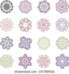 ornament set, round painted decorative element