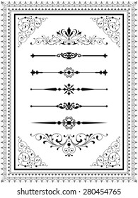 Ornament Set - Set of vector ornaments - scrolls, repeating borders, rule lines and corner elements.  Repeating border brushes are included in brushes window.