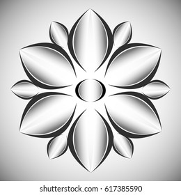 ornament in the shape of a flower cut from a sheet of paper. white and grey flower ornament
