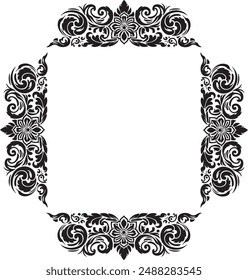 Ornamento silueta Vector borde ilustración de arte . Borde limpio Ornamento Vector diseño