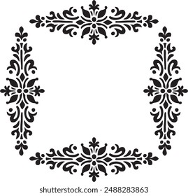 Ornamento silueta Vector borde ilustración de arte . Borde limpio Ornamento Vector diseño