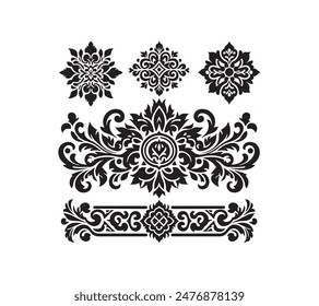 ornament silhouette vector set art ornament element