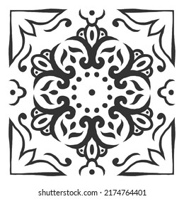 Ornament of silhouette vegetation. Decorative element. Print for the cover of the book, postcards, t-shirts. Illustration for rugs.