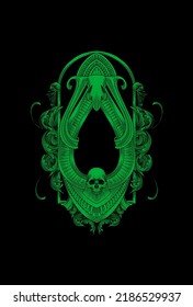 Ornament skull with body skull artwork illustration