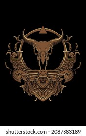 Ornament with skull and horn artwork illustration