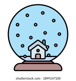 ornament snow globe in winter using soft color and filled line style