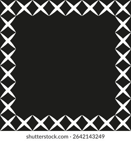 Ornament square frame. Vector decorative border. Black pattern symbol. Abstract shape outline.