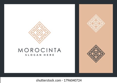 Ornament square with line art style. negative space letter x. Geometric Minimal Square Logo in Hipster Style. Logo can be used for SPA, Beauty Salon, Decoration, Boutiques, Jewelry, and cosmetics.