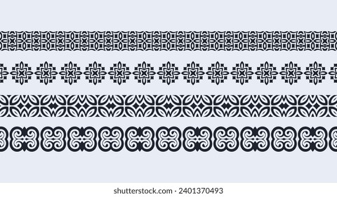 ornament style ethnic seamless borders set