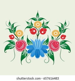 Ornament in style of Russian national tradition for used for wedding invitations, greeting cards, wallpaper, printing on the packaging paper, textiles.