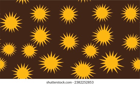 Ornament with sun, vector illustration. Simple cute sun seamless pattern vector. Ornament illustration with abstract chamomile. Floral design for wrapping paper. Background.
