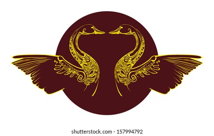 Ornament, swan symbol, vector illustration