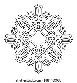 Ornament of swirling lines. Element for the cover of the book, postcards, t-shirts. Illustration for coloring. Decorative element.