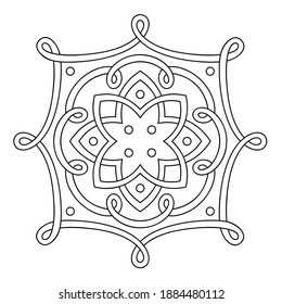 Ornament of swirling lines. Element for the cover of the book, postcards, t-shirts. Illustration for coloring. Decorative element.