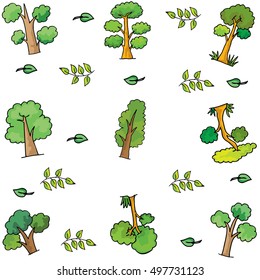 Ornament tree set of doodle vector art