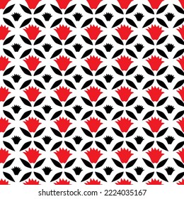 Ornamento con patrón vectorial de costuras estilizadas de tulipán