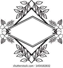 Ornament unique of flower frame, for art modern. Vector