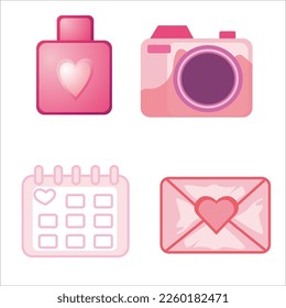 Ornament mit Valentins Thema, gibt es einen Kameralandaparfüm und eine Nachricht auf Rosa