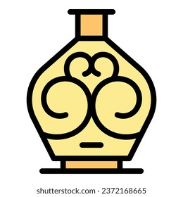 Ornament vase icon outline vector. Class ceramic. Card craft color flat