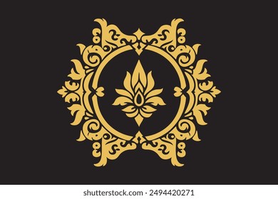 Ilustración de Arte vectorial de ornamento. vid floral, dorado, diseño de Vector de ornamento limpio simple. 