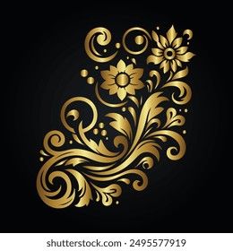 Ornament vector art illustration. floral vine, golden, simple clean Ornament vector design. 