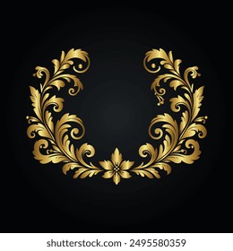 Ornament vector art illustration. floral vine, golden, simple clean Ornament vector design. 