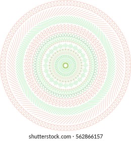 Ornament, vector circle, orange, light green, symbols.
