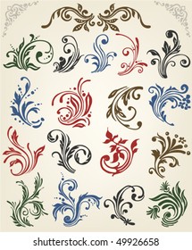 Ornament vector elements set. Flores design
