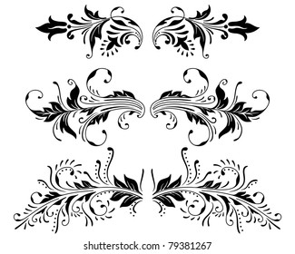 Ornament vector elements, vintage floral designs.