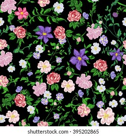 ornament vector. floral pattern. seamless. pattern textiles, fashion print, seamless beautiful flower roses
