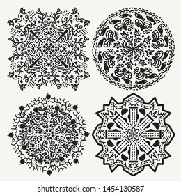 ornament vector sets, kaleidoscope, mandala pattern