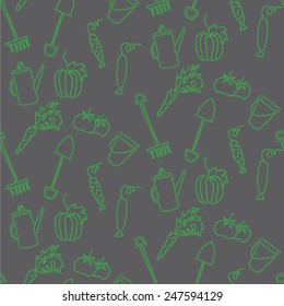 Ornament with vegetables and garden tools