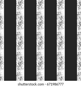 Ornament of vertical damaged lines. Seamless grunge pattern with shabby stripes. Vector illustration. Black, white color.